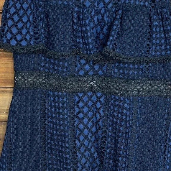 Jay Godfrey Ruffle Lace Dress black and dark blue size 10 excellent condtion - Picture 10 of 14
